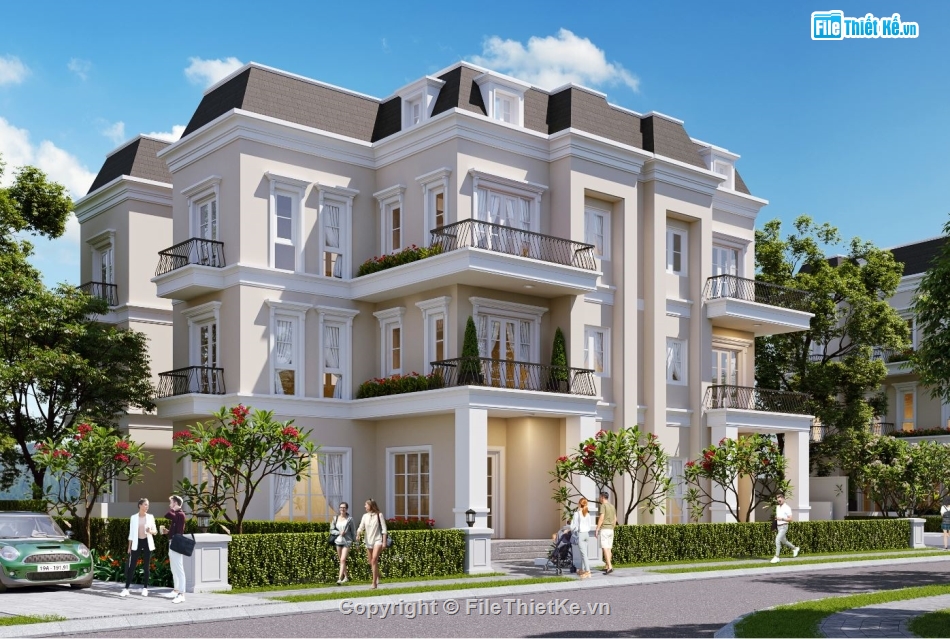 Mẫu biệt thự song lập,Thiết kế biệt thư 4 tầng,bản vẽ biệt thự song lập,cad biệt thự,biệt thự